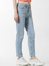 Women's Blue Woven Casual Solid Regular Fit Jeans