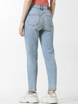 Women's Blue Woven Casual Solid Regular Fit Jeans