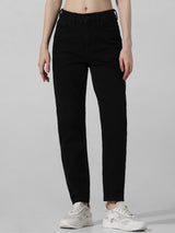 Women's Black Woven Casual Solid Regular Fit Jeans