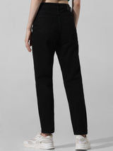 Women's Black Woven Casual Solid Regular Fit Jeans
