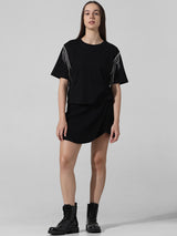 Women's Black Knitted Casual Solid Regular Fit Half Sleeves Tshirt