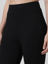 Women's Black Knitted Casual Solid Regular Fit Legging