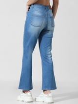 Women's Blue Woven Casual Solid Regular Fit Jeans