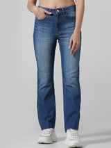 Women's Blue Woven Casual Solid Regular Fit Jeans
