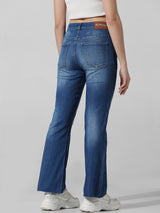 Women's Blue Woven Casual Solid Regular Fit Jeans