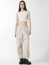 Women's White Knitted Casual Solid Cropped Sleeveless Top