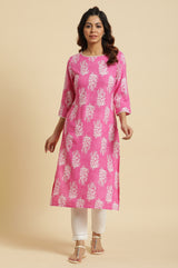 Women's Floral Print Rayon Straight Kurta