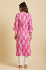 Women's Floral Print Rayon Straight Kurta