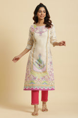 Women's Paisley Printed Cotton Straight Kurta
