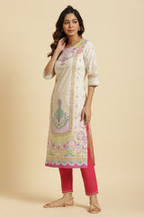 Women's Paisley Printed Cotton Straight Kurta