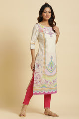Women's Paisley Printed Cotton Straight Kurta