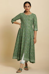 Women's Floral Printed Sequined Rayon Flared Kurta