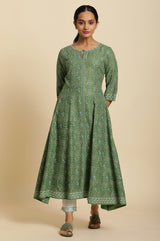 Women's Floral Printed Sequined Rayon Flared Kurta