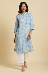 Women's Blue Geometric Printed Shirt Kurta