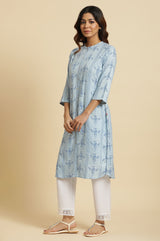 Women's Blue Geometric Printed Shirt Kurta