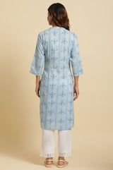 Women's Blue Geometric Printed Shirt Kurta