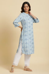 Women's Blue Geometric Printed Shirt Kurta