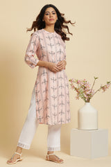 Women's Geometric Printed Rayon Straight Kurta
