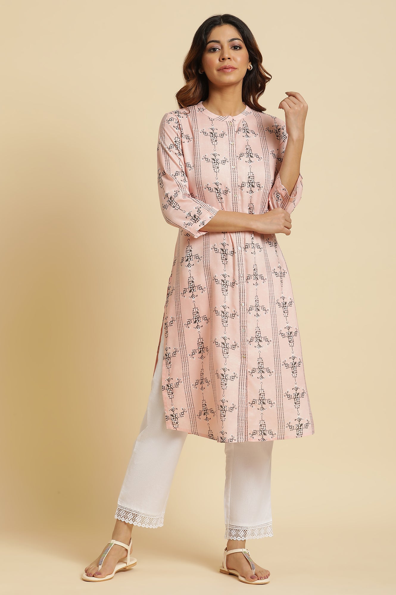 Women's Geometric Printed Rayon Straight Kurta