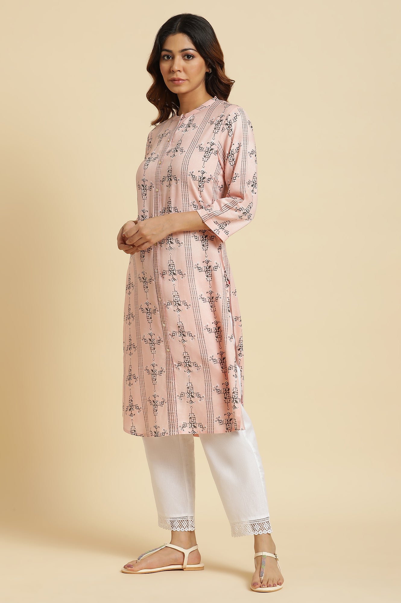 Women's Geometric Printed Rayon Straight Kurta