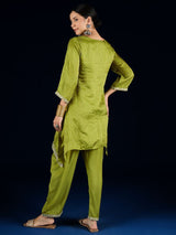 Women's Yellow C-Cut Kurta with Zari Embroidery and Ankle-Length Palazzo
