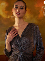 Women's Purple Party Wear A-line Dress