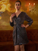 Women's Purple Party Wear A-line Dress