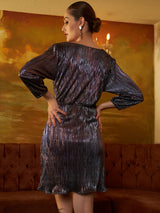 Women's Purple Party Wear A-line Dress