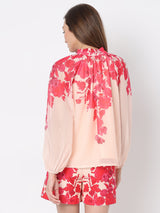 Women's Pink Long Sleeve Floral Top