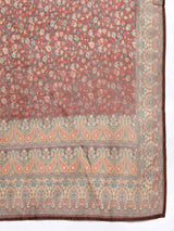 Women's Brown Printed Straight Kurta Paired With Solid Bottom And Printed Dupatta