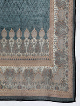 Women's Grey Floral Printed Straight Kurta Paired With Solid Bottom And Printed Dupatta Vskd31918
