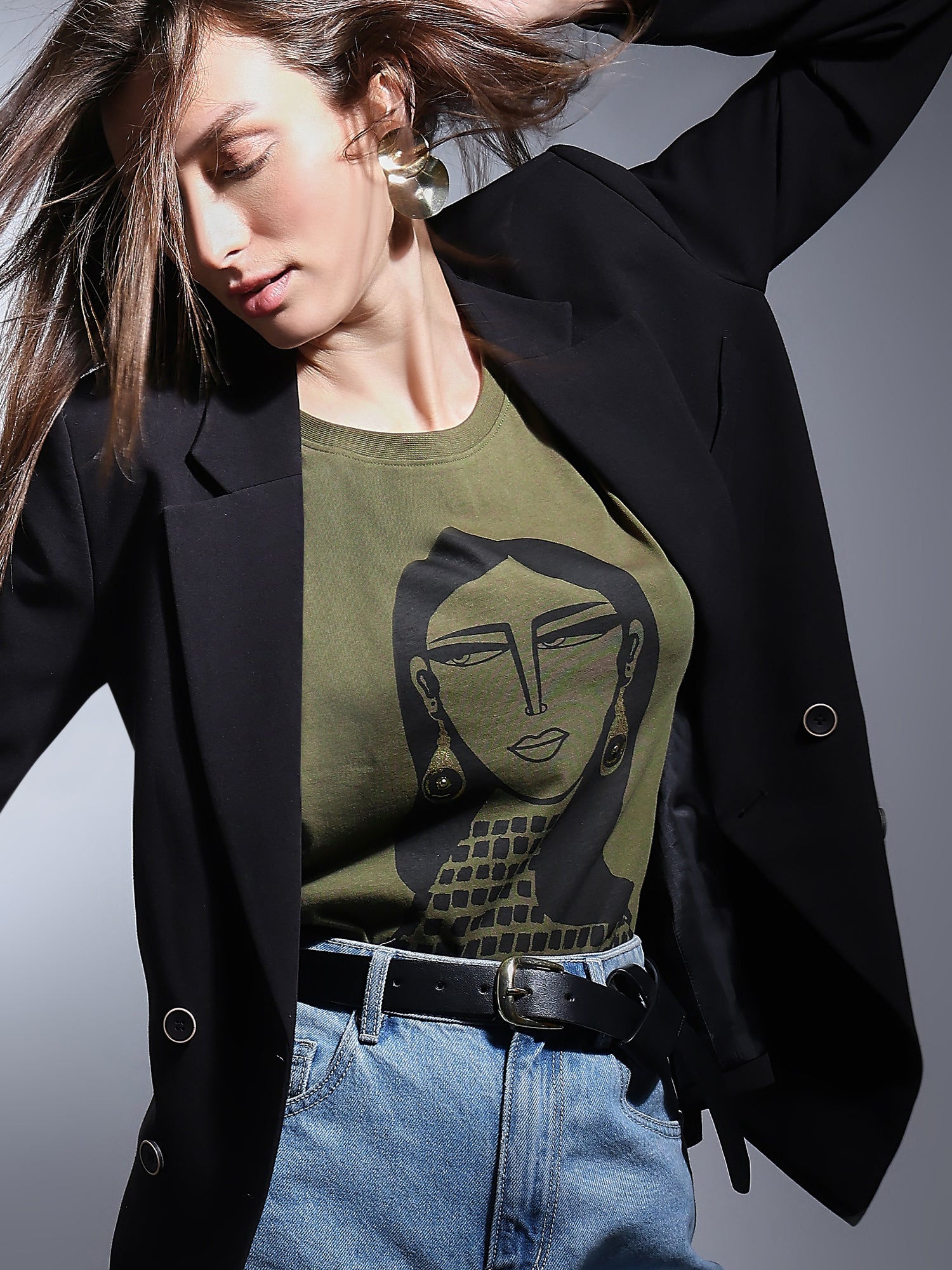 Women's Green Graphic Print T-Shirt