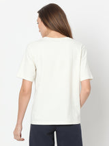 Women's White Floral Print T-Shirt