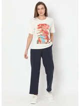 Women's White Floral Print T-Shirt