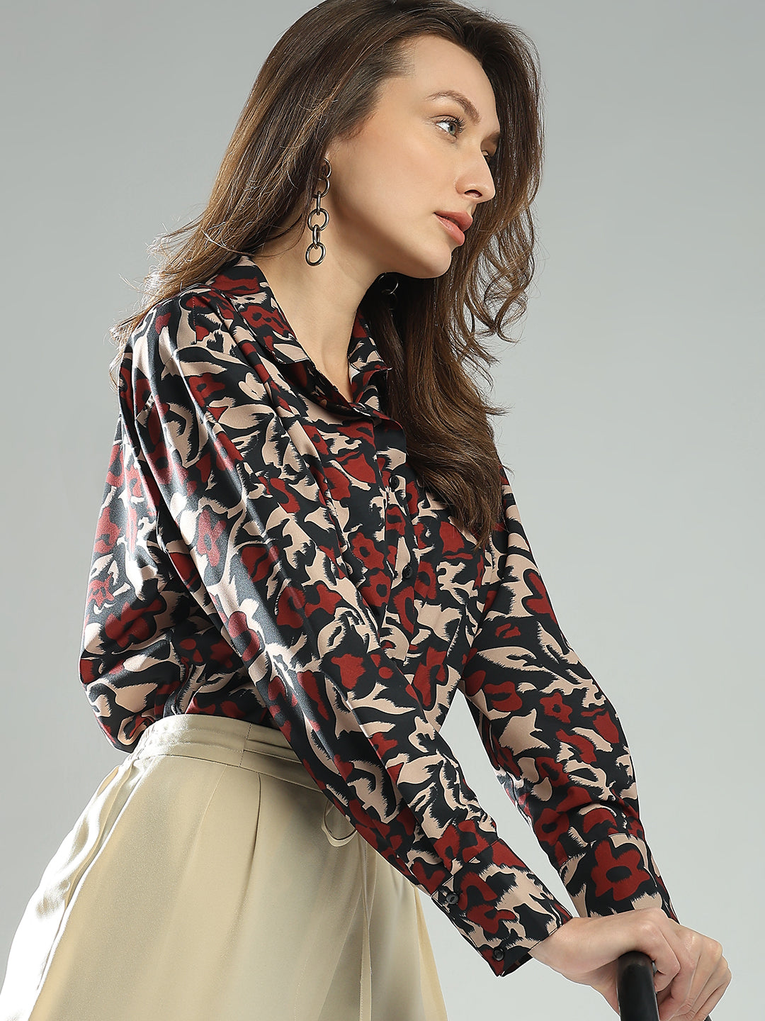 Women's Black Floral Shirt