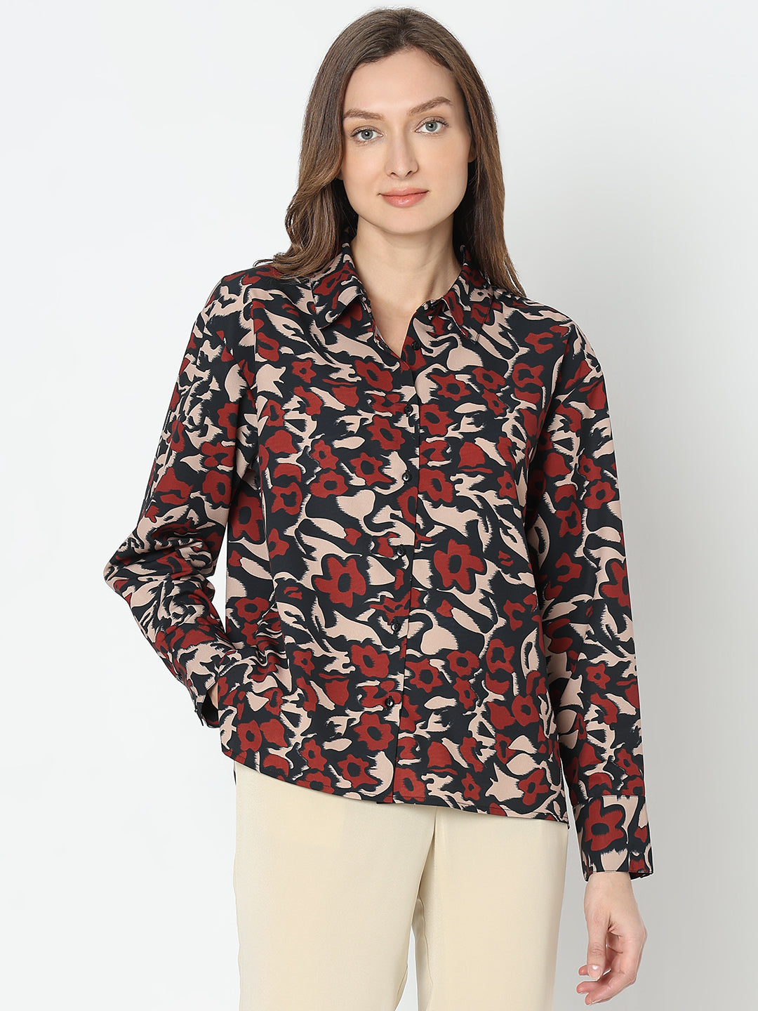 Women's Black Floral Shirt