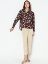 Women's Black Floral Shirt