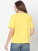 Women's Yellow Tropical Print T-Shirt