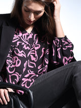 Women's Black Floral Print Top