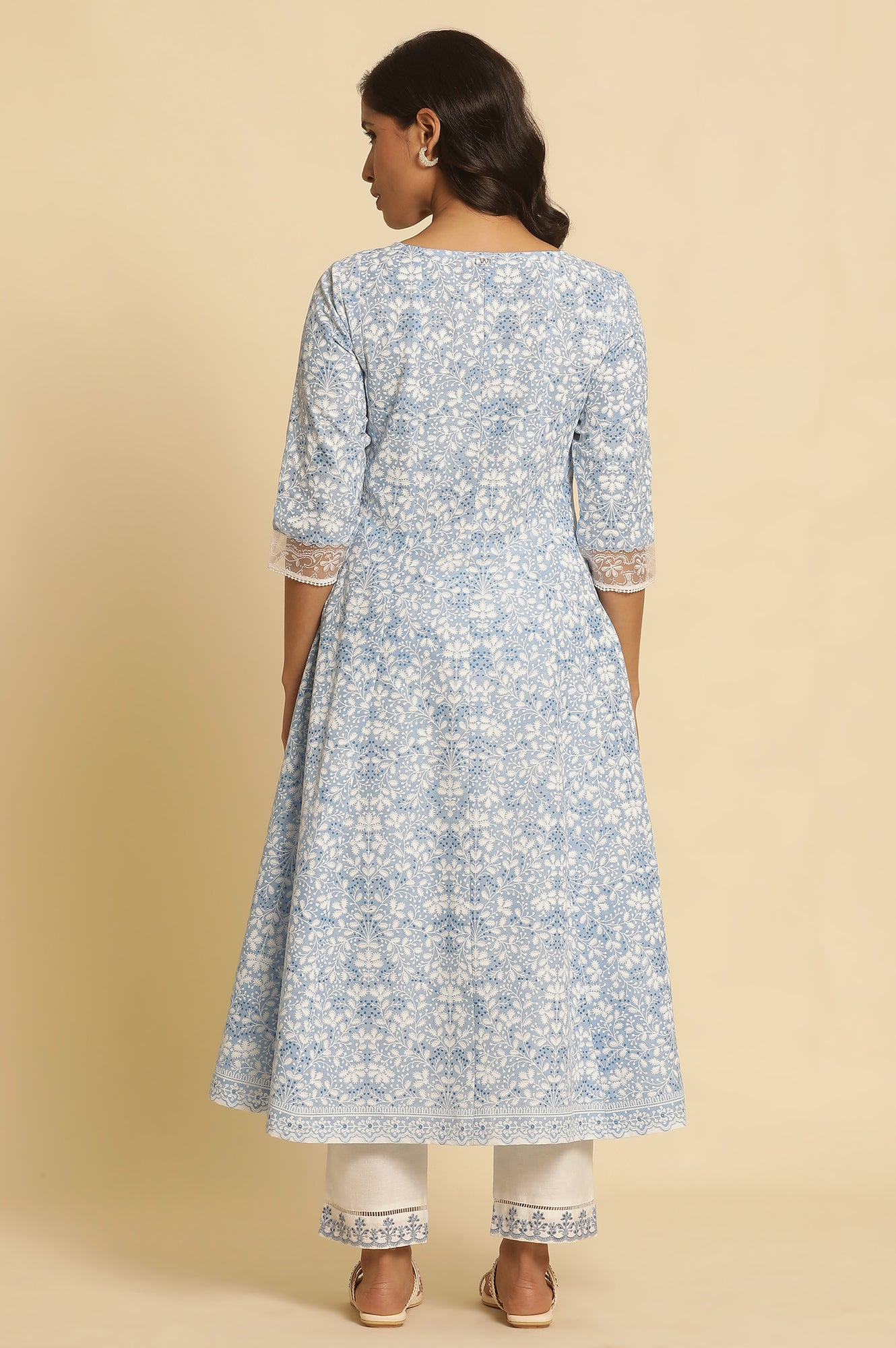 Women's Floral Printed Cotton Flared Kurta