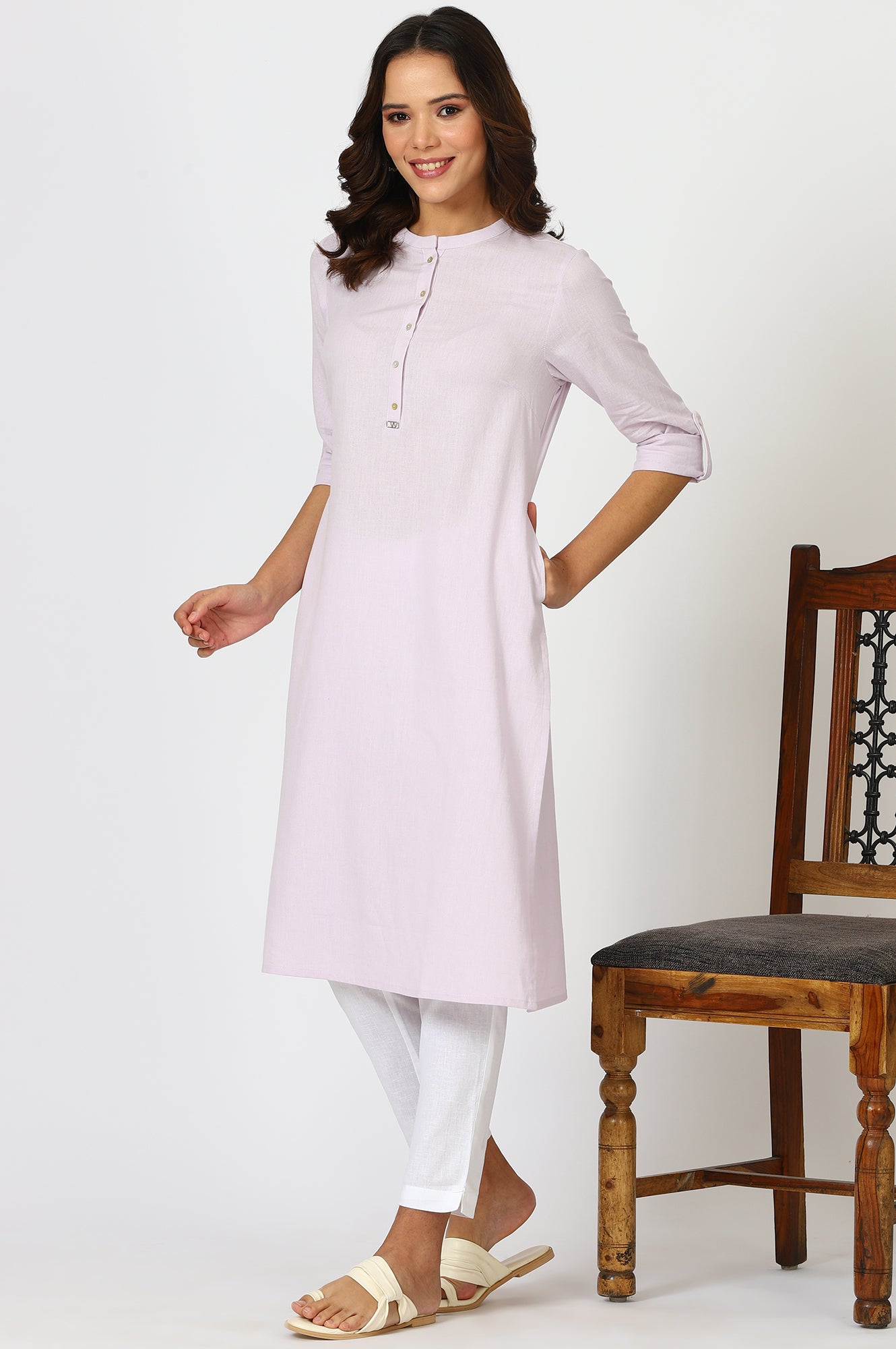 Women's Solid Cotton Straight Kurta