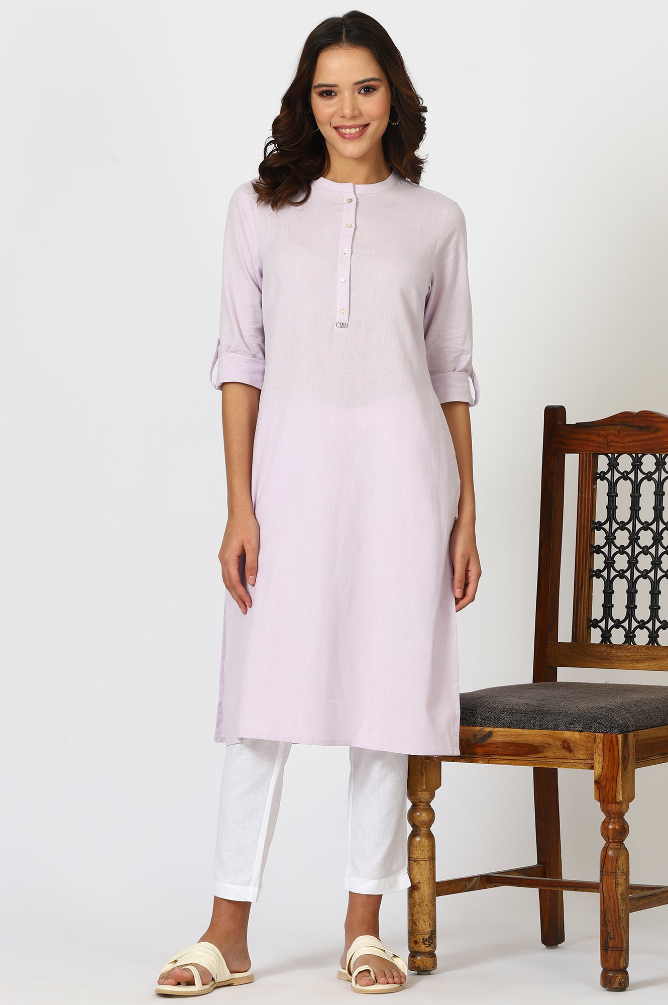 Women's Solid Cotton Straight Kurta