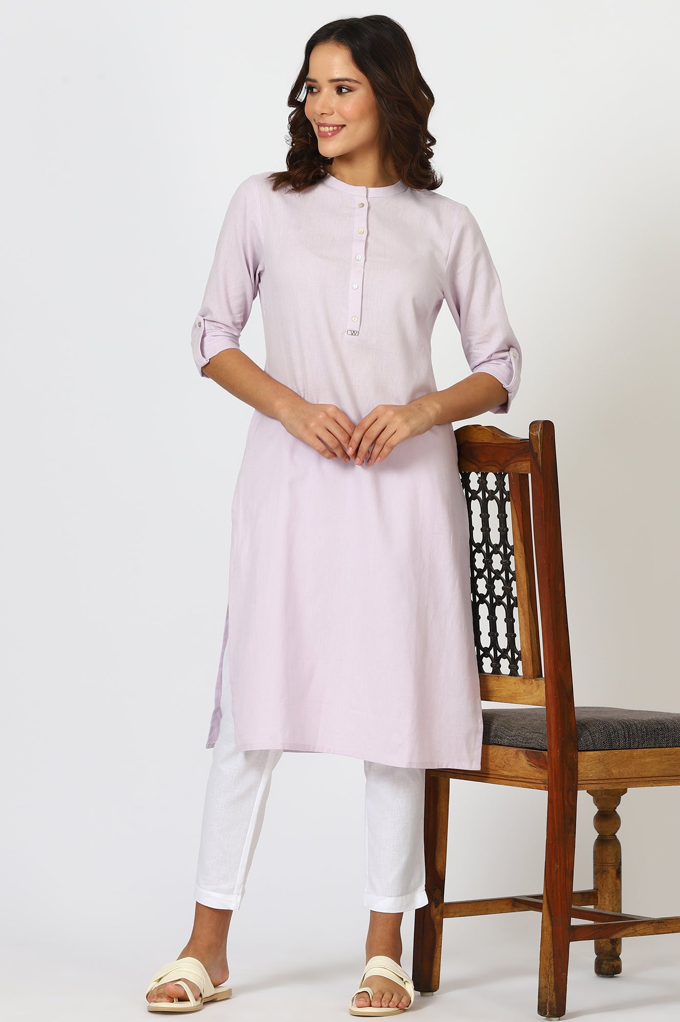 Women's Solid Cotton Straight Kurta