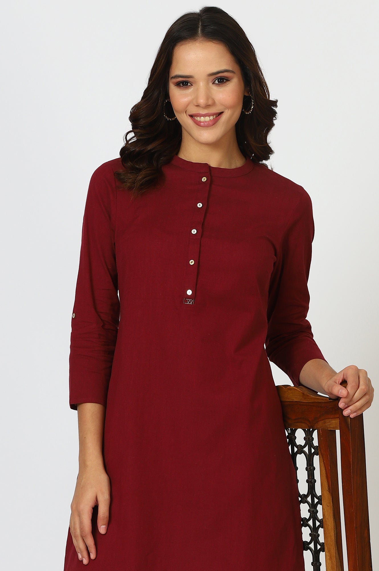 Women's Solid Cotton Straight Kurta