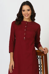 Women's Solid Cotton Straight Kurta