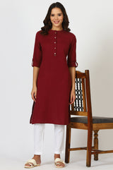 Women's Solid Cotton Straight Kurta