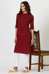 Women's Solid Cotton Straight Kurta