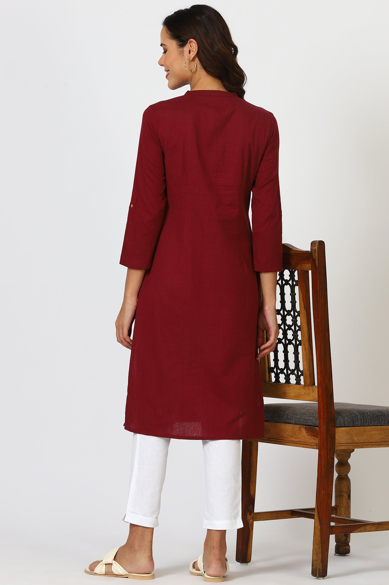 Women's Solid Cotton Straight Kurta