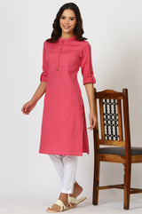 Women's Solid Cotton Straight Kurta