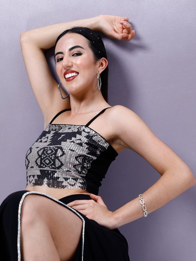 Women's Black Party Sleeveless Top